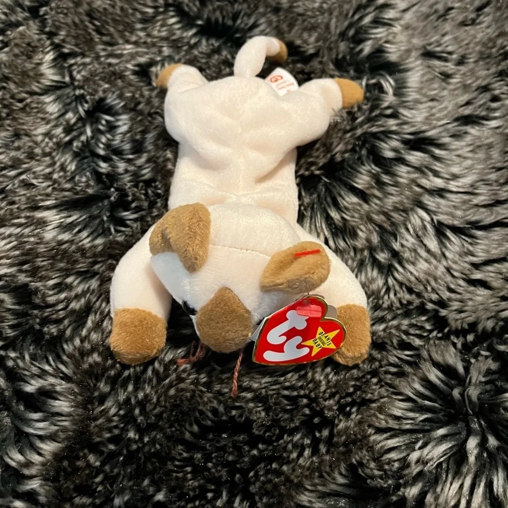 Ty Snip Cream and Brown Beanie Baby Cat Plush Toy